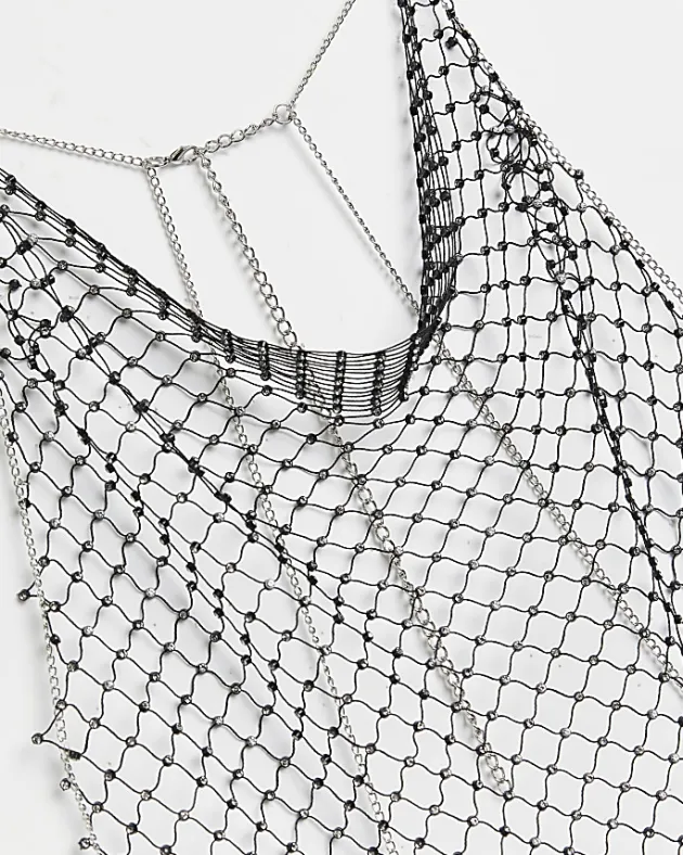 River Island Rhinestone Net Bodychain< Jewellery
