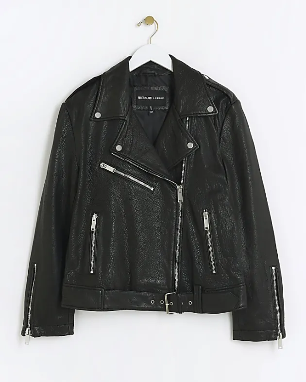 River Island RI Studio leather biker jacket< Coats & Jackets