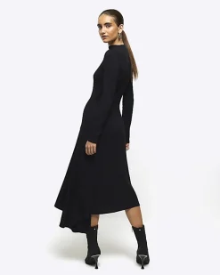 River Island rib asymmetric bodycon midi dress< Dresses