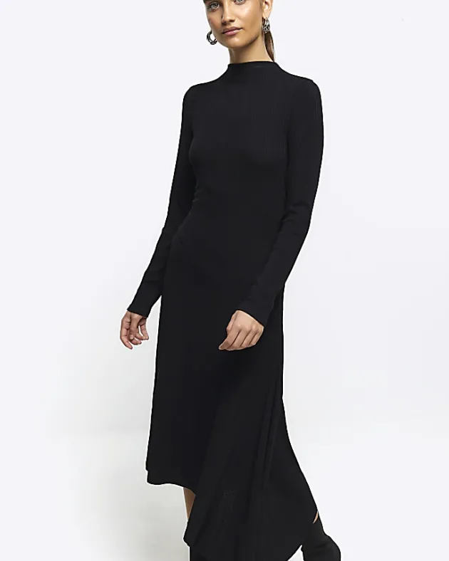 River Island rib asymmetric bodycon midi dress< Dresses