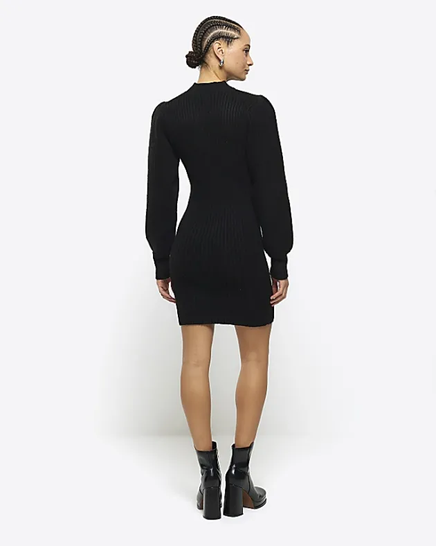 River Island rib puff sleeve jumper mini dress< Dresses