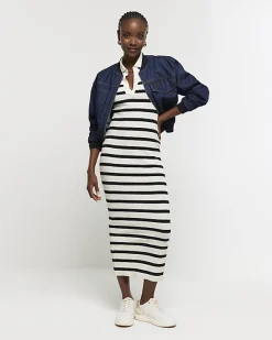 River Island rib stripe collared bodycon maxi dress< Dresses
