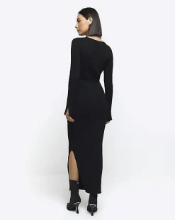 River Island rib tie waist jumper maxi dress< Dresses