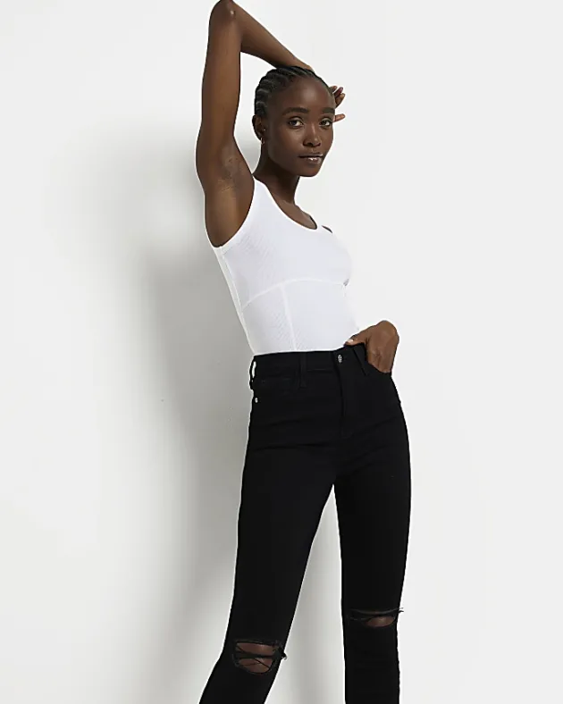 River Island ripped high waisted skinny jeans< Jeans