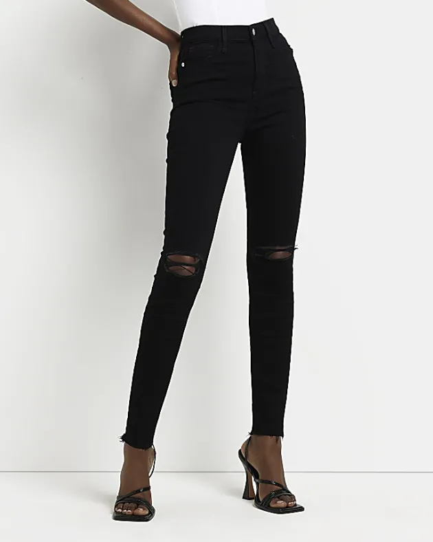 River Island ripped high waisted skinny jeans< Jeans