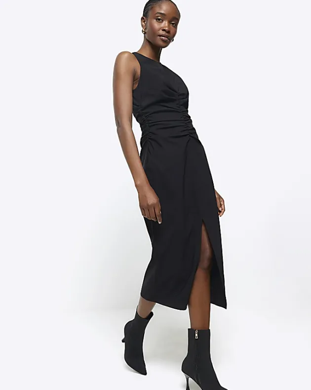 River Island ruched split bodycon midi dress< Dresses