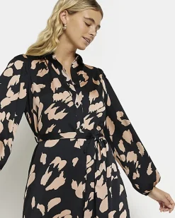 River Island satin animal print midi shirt dress< Dresses