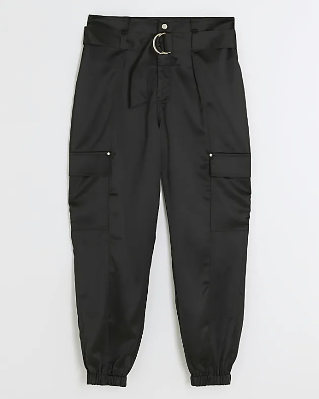 River Island Satin Belted Paperbag Trousers< Trousers