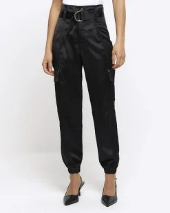 River Island Satin Belted Paperbag Trousers< Trousers