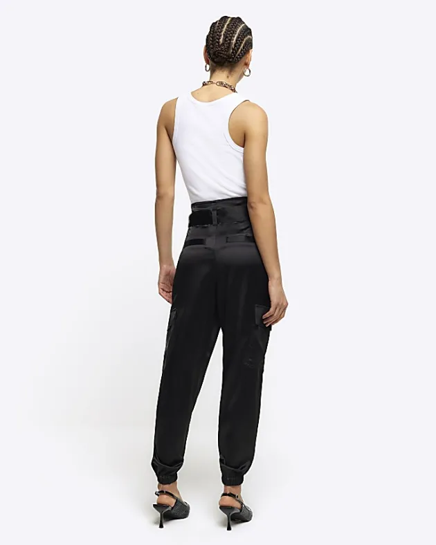 River Island Satin Belted Paperbag Trousers< Trousers