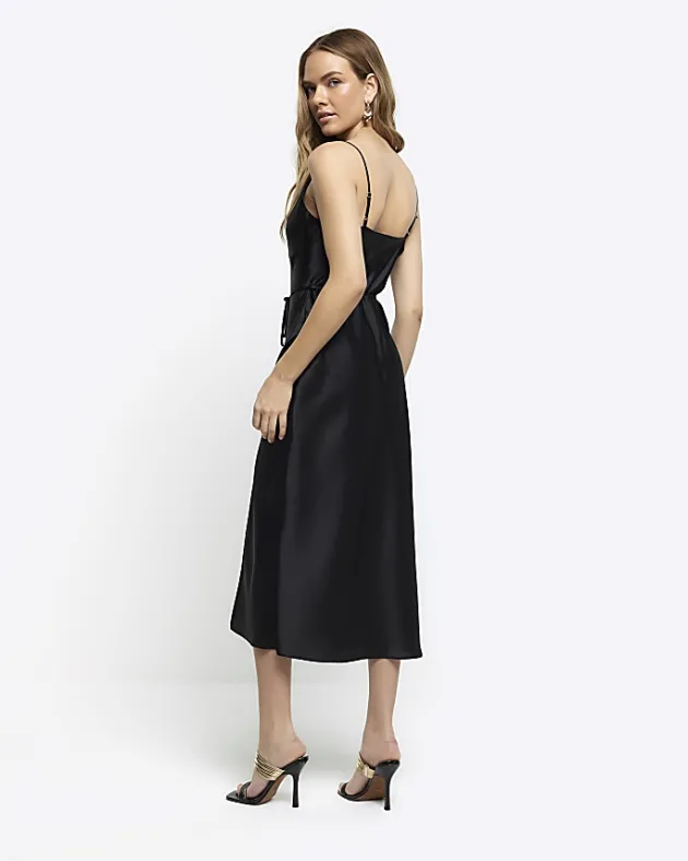 River Island satin belted slip midi dress< Dresses