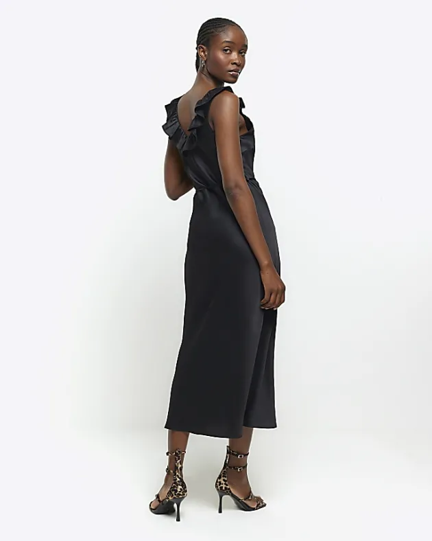 River Island satin frill trim slip midi dress< Dresses