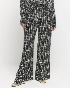 River Island satin geometric wide leg trousers< Trousers