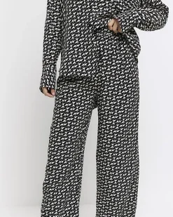 River Island satin geometric wide leg trousers< Trousers