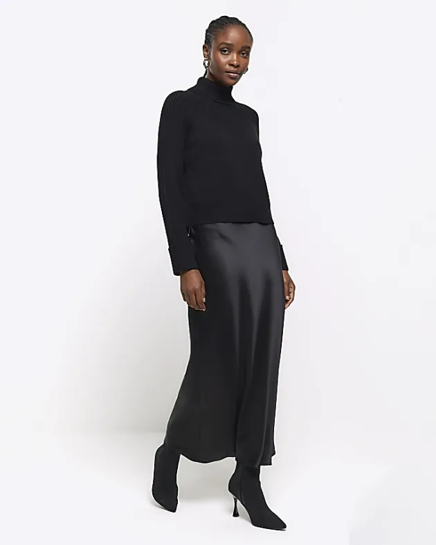 River Island satin high neck hybrid maxi dress< Dresses