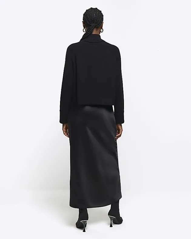 River Island satin high neck hybrid maxi dress< Dresses