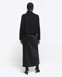 River Island satin high neck hybrid maxi dress< Dresses