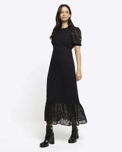 River Island satin textured skater midi dress< Dresses