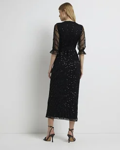 River Island sequin wrap midi dress< Dresses
