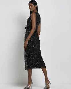 River Island Sequin Wrap Midi Dress< Dresses