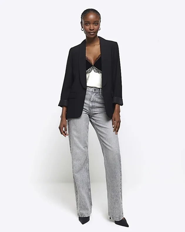 River Island shawl collar roll sleeve blazer< Suits & Tailoring