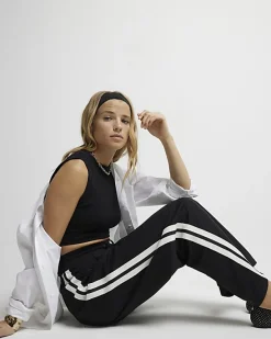 River Island side stripe wide leg joggers< Trousers