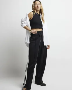 River Island side stripe wide leg joggers< Trousers