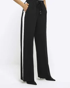 River Island side stripe wide leg joggers< Trousers
