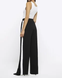 River Island side stripe wide leg joggers< Trousers
