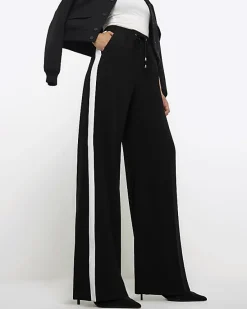 River Island side stripe wide leg joggers< Trousers