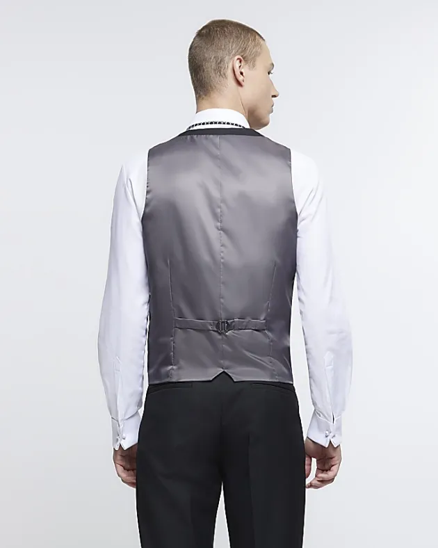 River Island skinny fit twill waistcoat< Big & Tall