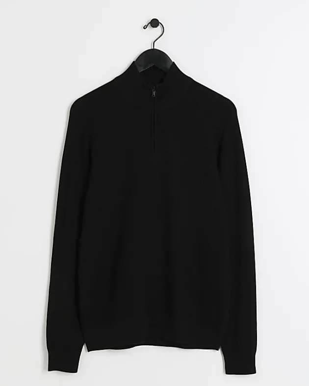 River Island slim fit diagonal half zip jumper< Jumpers & Cardigans