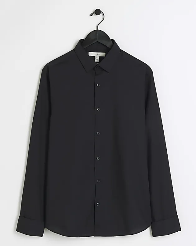River Island slim fit double cuff smart shirt< Shirts