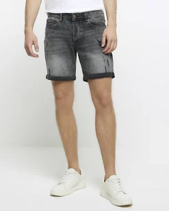 River Island slim fit ripped denim shorts< Shorts