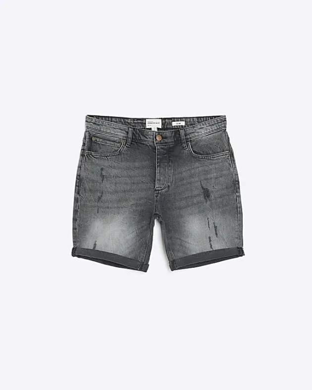 River Island slim fit ripped denim shorts< Shorts
