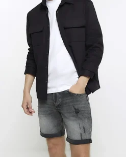 River Island slim fit ripped denim shorts< Shorts