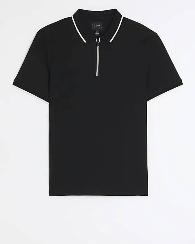 River Island slim fit taped collar polo< Polo Shirts