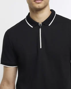 River Island slim fit taped collar polo< Polo Shirts