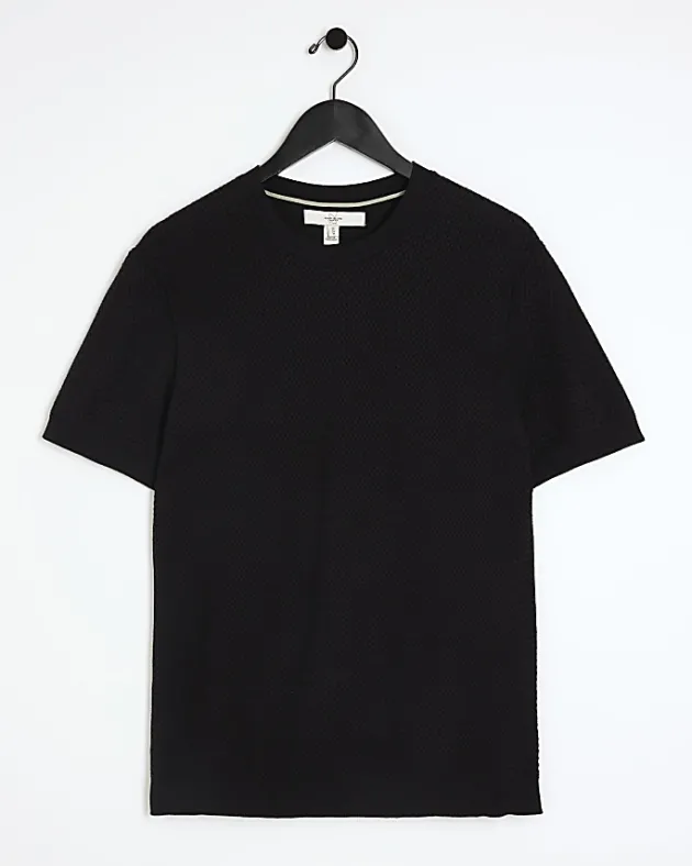 River Island slim fit textured knit t-shirt< Jumpers & Cardigans