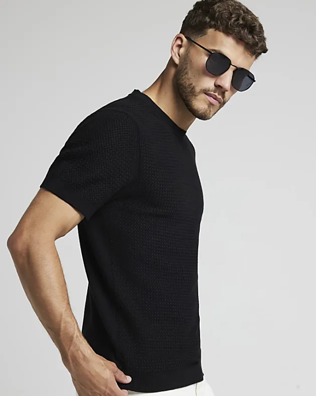 River Island slim fit textured knit t-shirt< Jumpers & Cardigans