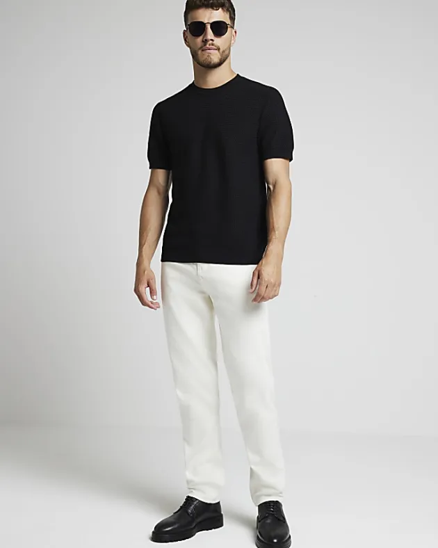 River Island slim fit textured knit t-shirt< Jumpers & Cardigans