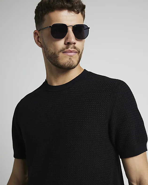 River Island slim fit textured knit t-shirt< Jumpers & Cardigans