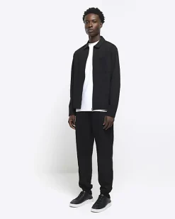 River Island slim fit textured zip up sweatshirt< Matching Sets