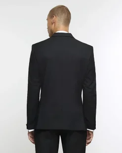 River Island slim fit tuxedo suit jacket< Big & Tall