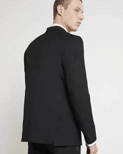 River Island slim fit tuxedo suit jacket< Big & Tall