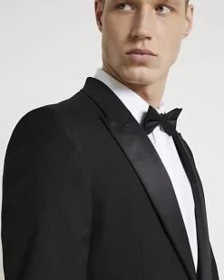 River Island slim fit tuxedo suit jacket< Big & Tall