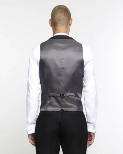 River Island slim fit tuxedo waistcoat< Suits