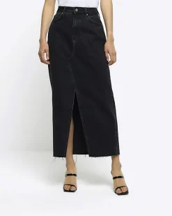 River Island split front denim midi skirt< Skirts