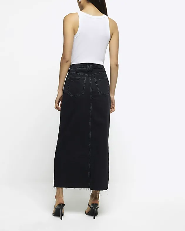 River Island split front denim midi skirt< Skirts