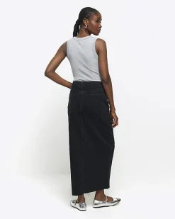 River Island split hem denim maxi skirt< Skirts